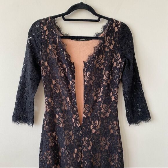 Aritiza-T.Babaton Lace 3/4 Sleeve Black & Nude Mini Dress (Size:0) - Picture 8 of 10